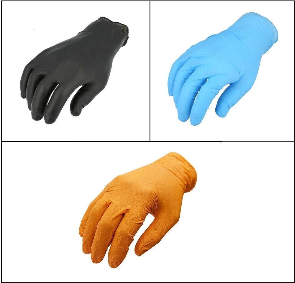 Black/Blue/Orange Nitrile Medical Disposable Gloves, 4 Mil – 8 Mil, Powder Free