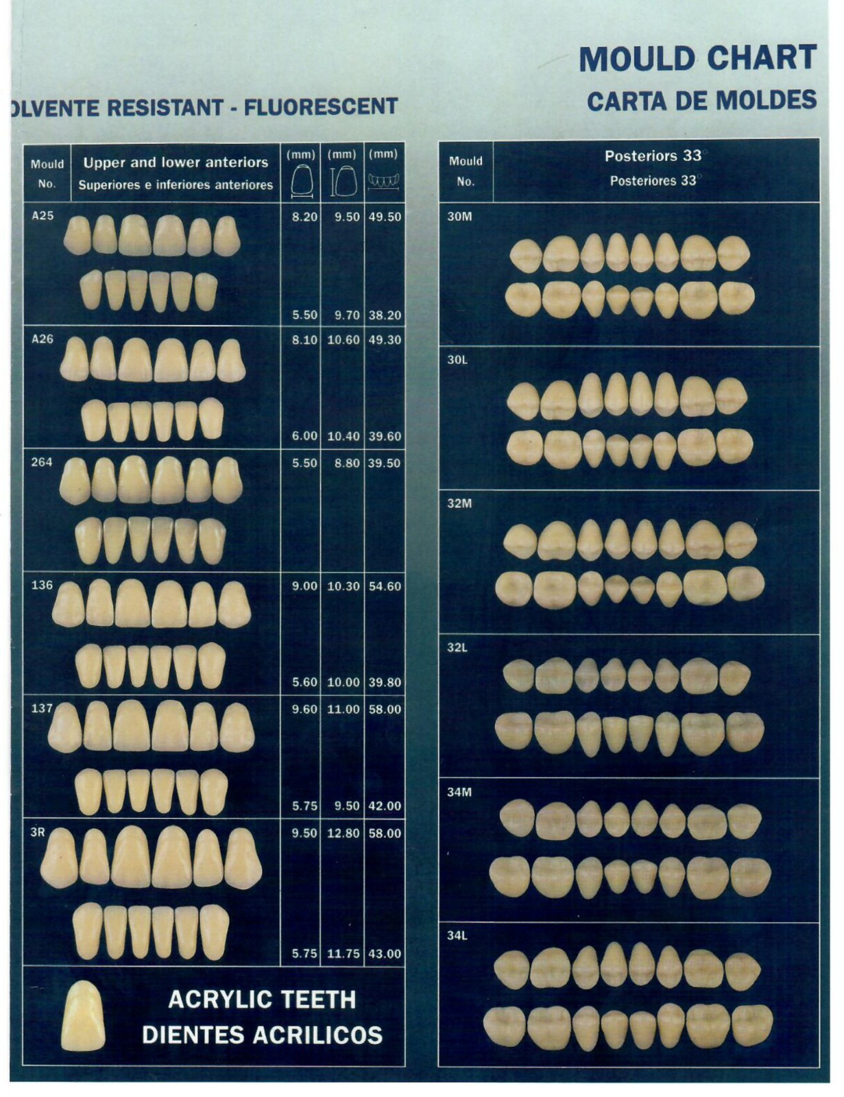 Dental Anterior & Posterior Complete Denture Partials Acrylic Resin Teeth Set