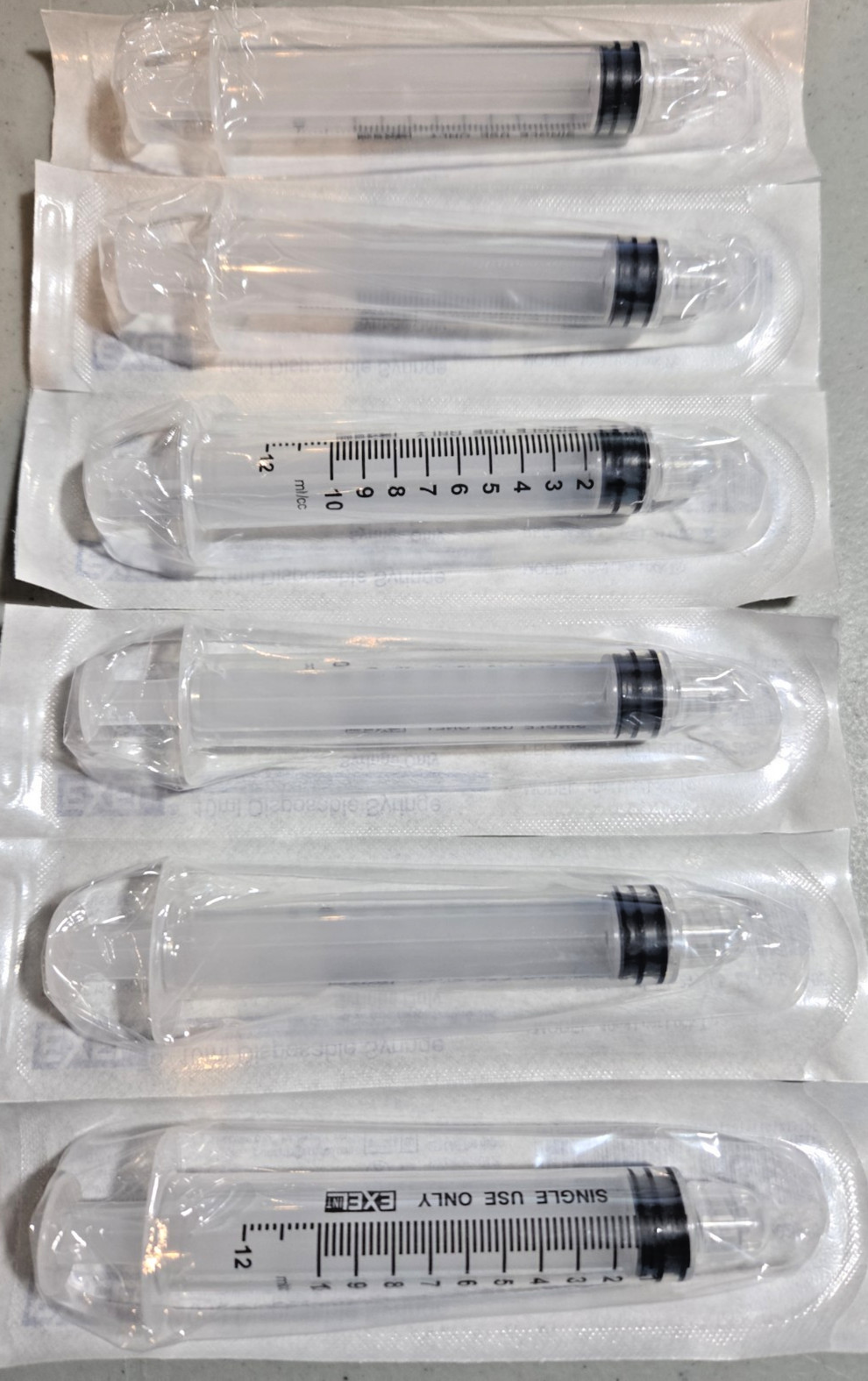Exel 26265 10ml disposable syringe – Pack of 12 Syringes – NO Needles lab dental
