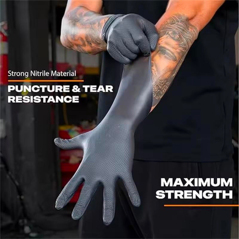 L&XL First Glove Grip Nitrile Disposable Gloves 8 Mil Raised Diamond Texture US