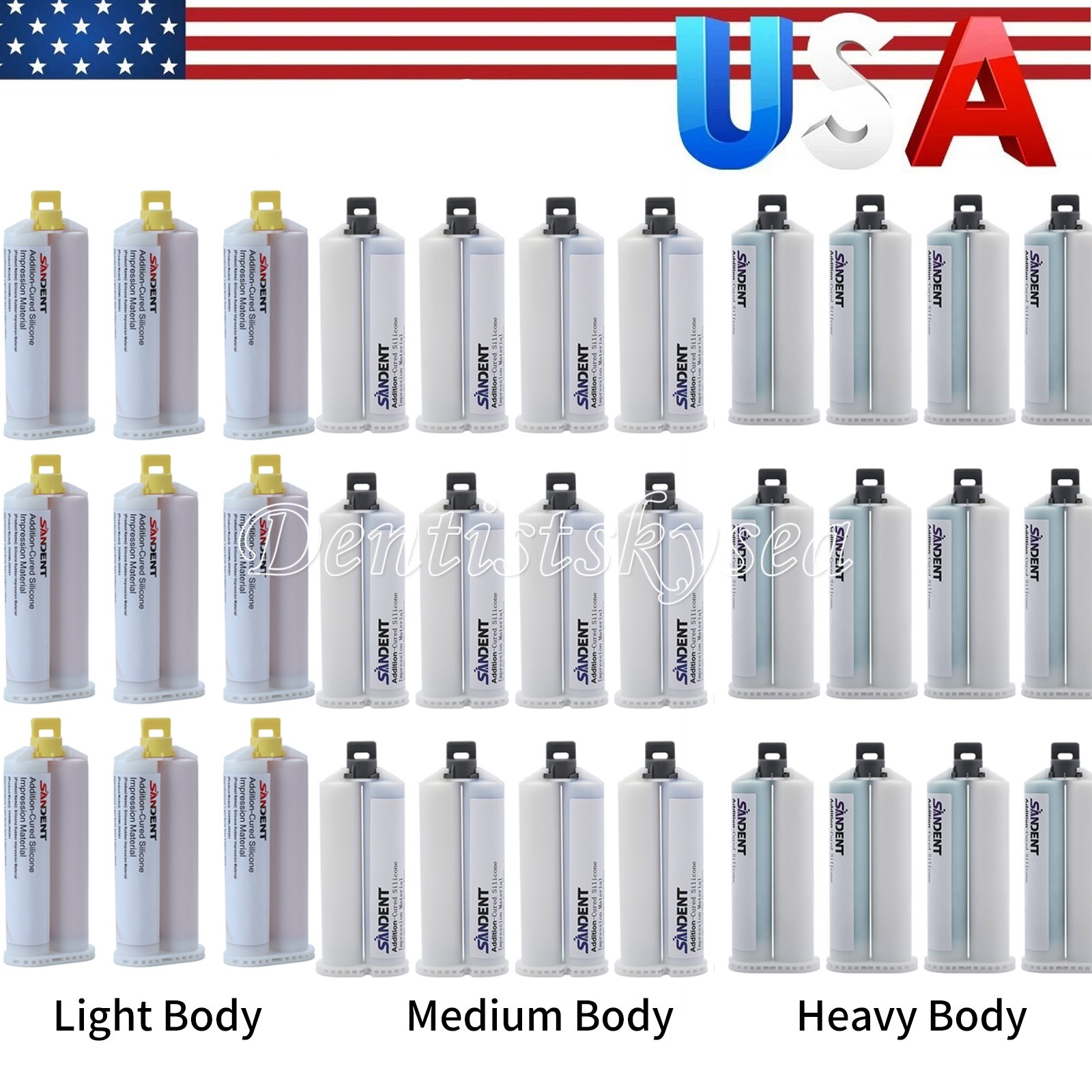 MEDIUM HEAVY LIGHT Material REGULAR SET Dental VPS Impression 50ml Cartridge