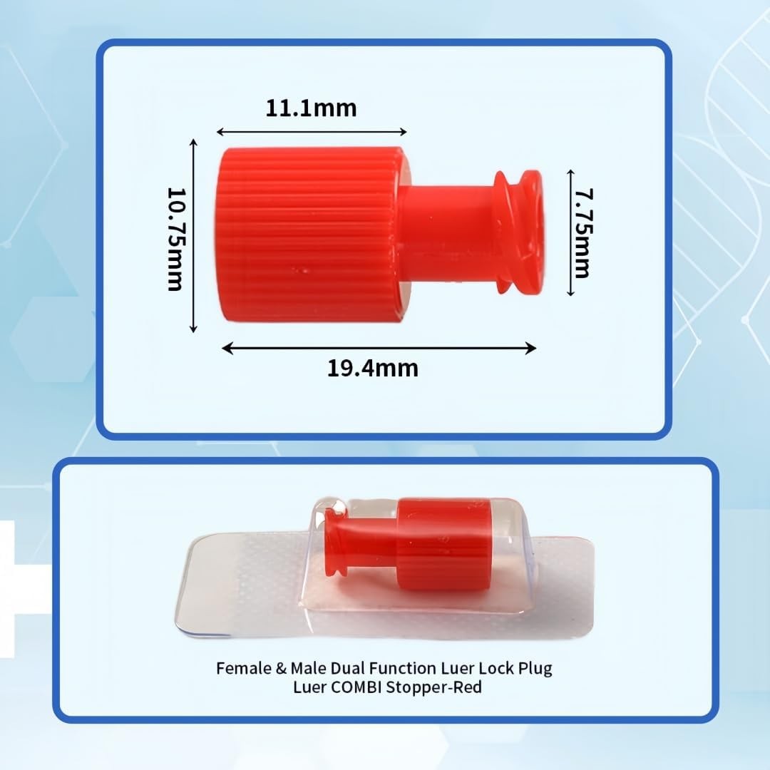 Hynec Luer Stopper Red Closing Cones, 100-Pack, EO-Sterilized Luer Lock Caps –