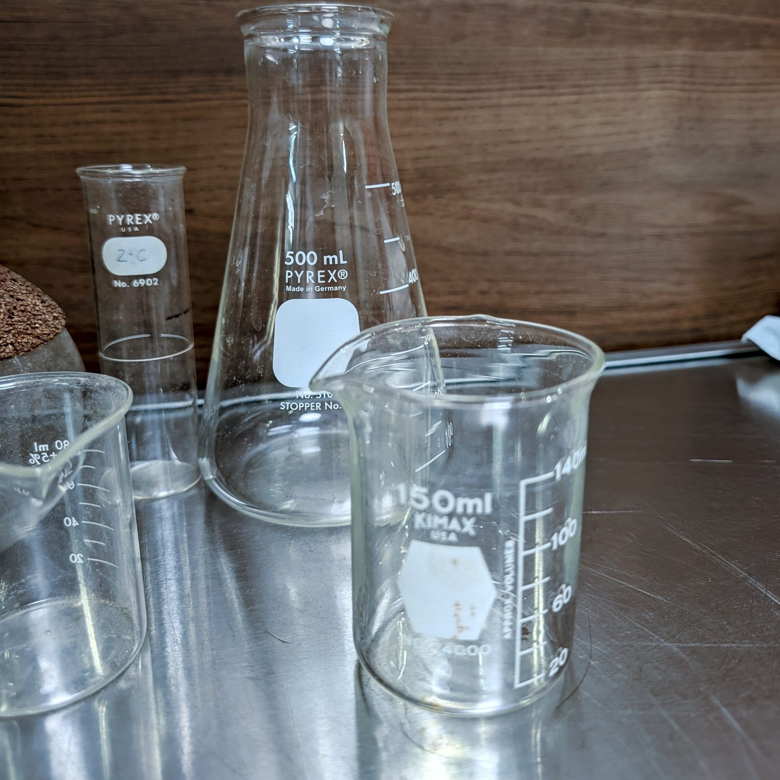 PYREX Kimax & Other Chemistry Laboratory Glass Jars Flasks Vintage Mixed Lot of
