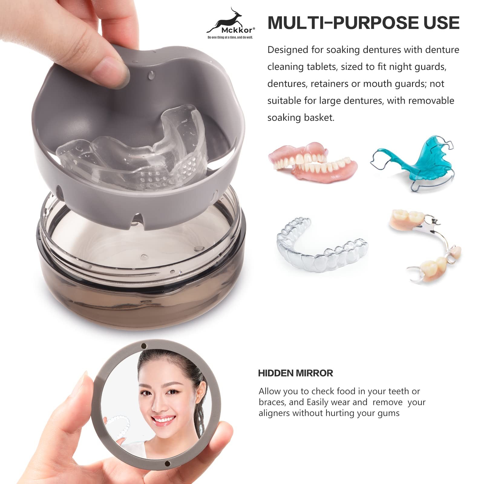 Denture Case, Definitely No-Leak Portable Retainer Case Denture Bath Box for Tra