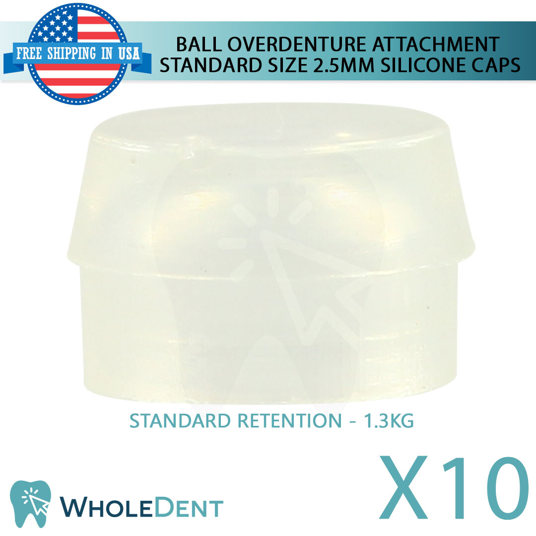 10x Standard Silicone Cap Ø2.5mm Ball Attachment Abut ment Dental Im plant