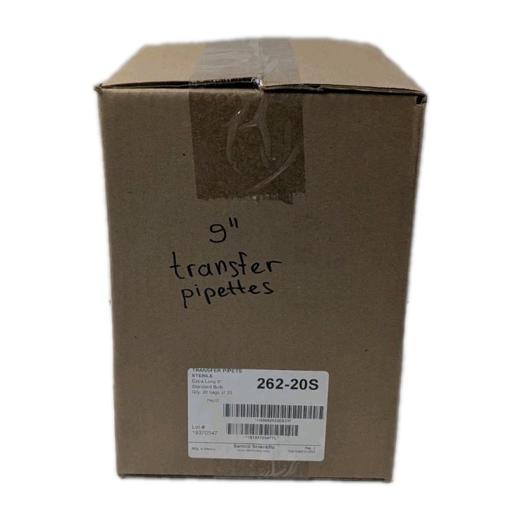 Samco Scientific 262-20S Sterile Transfer Pipets 9″ Extra Long 400/Case New