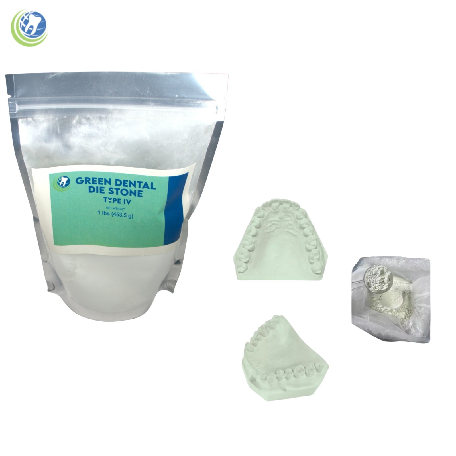 DENTAL LAB GYPSUM DIE STONE TYPE IV GREEN ALL PURPOSE STRONG COMPOUND 1 Lb.