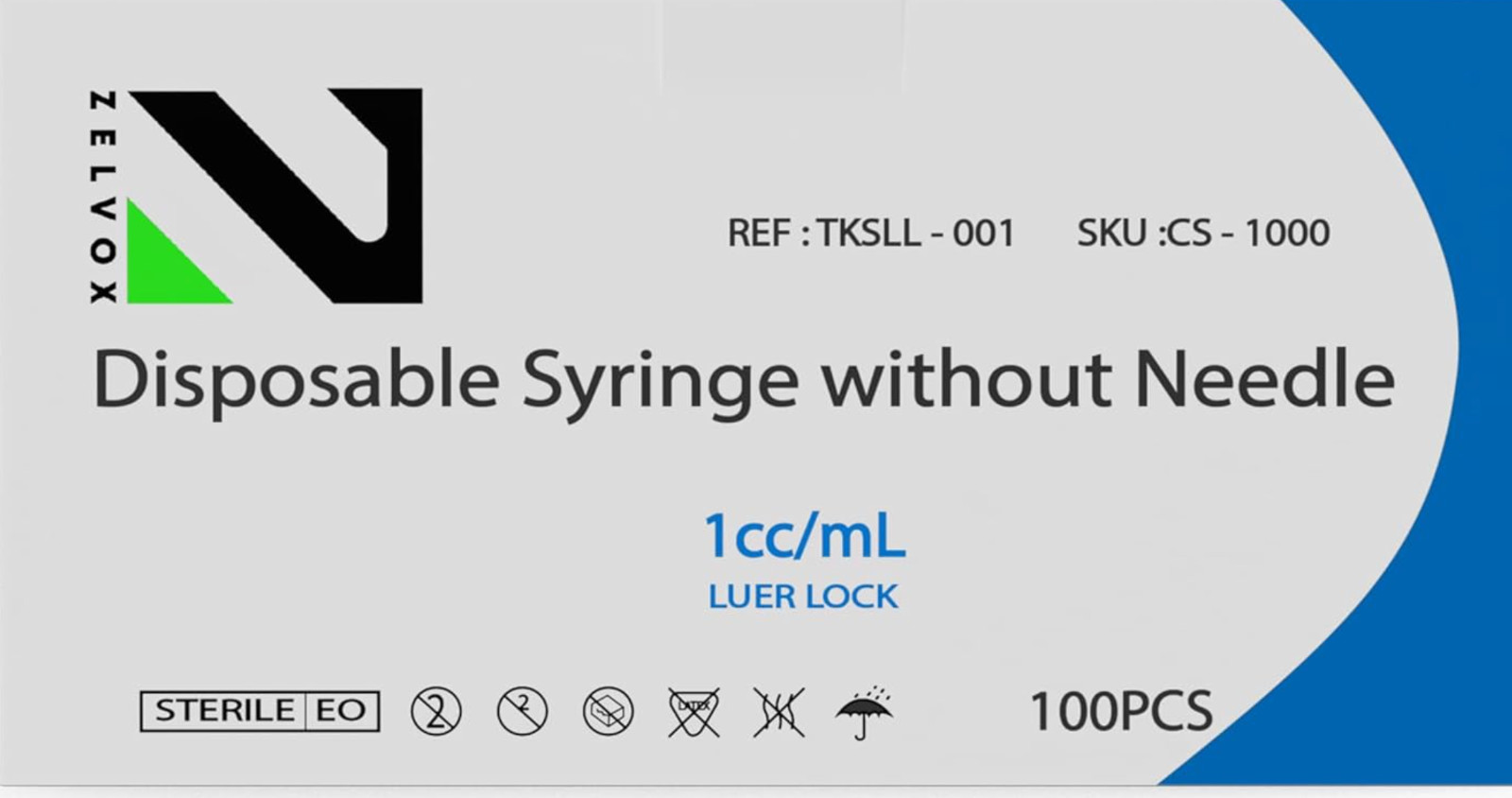 Syringes without Needle 1ml Luer Lock Sterile Syringe (No Needle) Box of 100