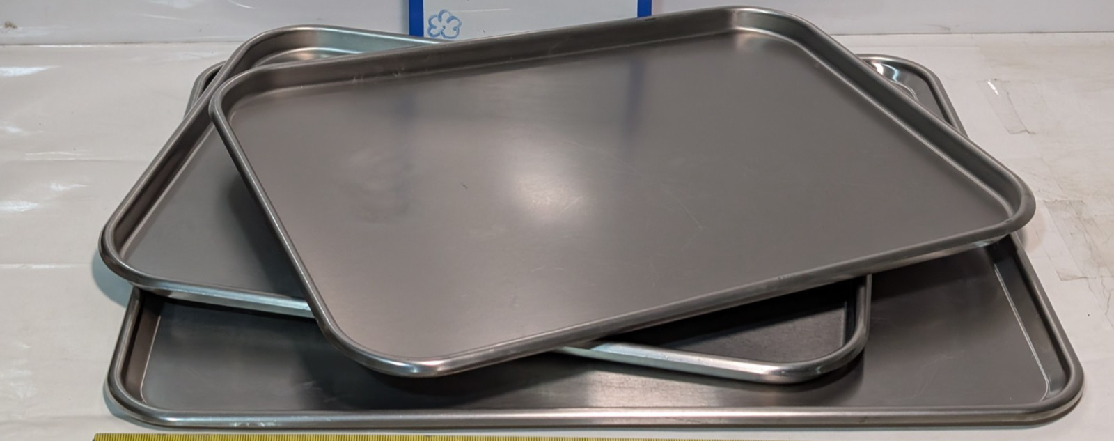 (3) stainless steel surgical trays: Blickman Polar Ware 25F & 1520, Pedigo #20