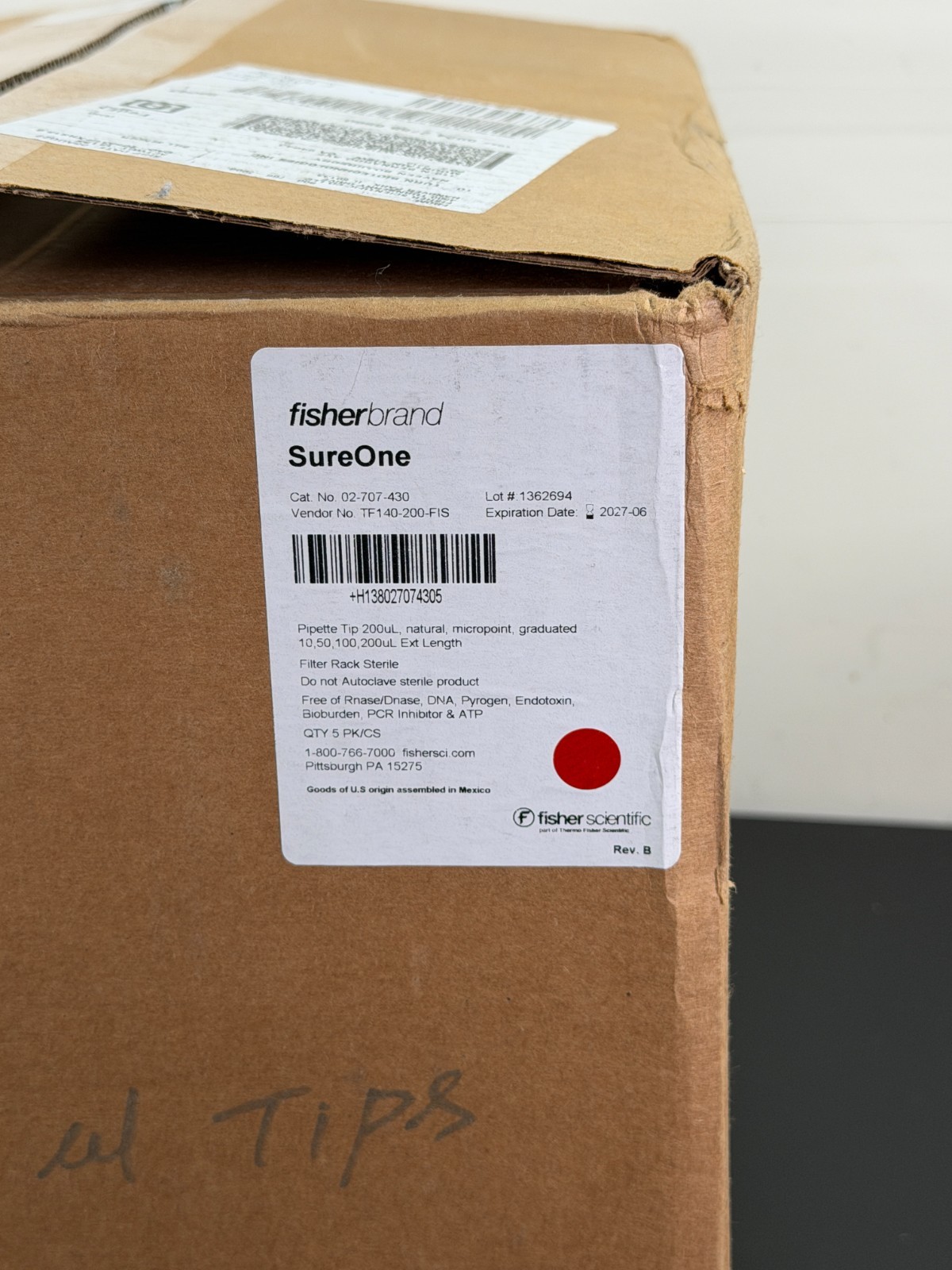 NEW SEALED Fisherbrand SureOne Filter 20-200 L 4800/CS Pipet Tip (EXP 2027-06)
