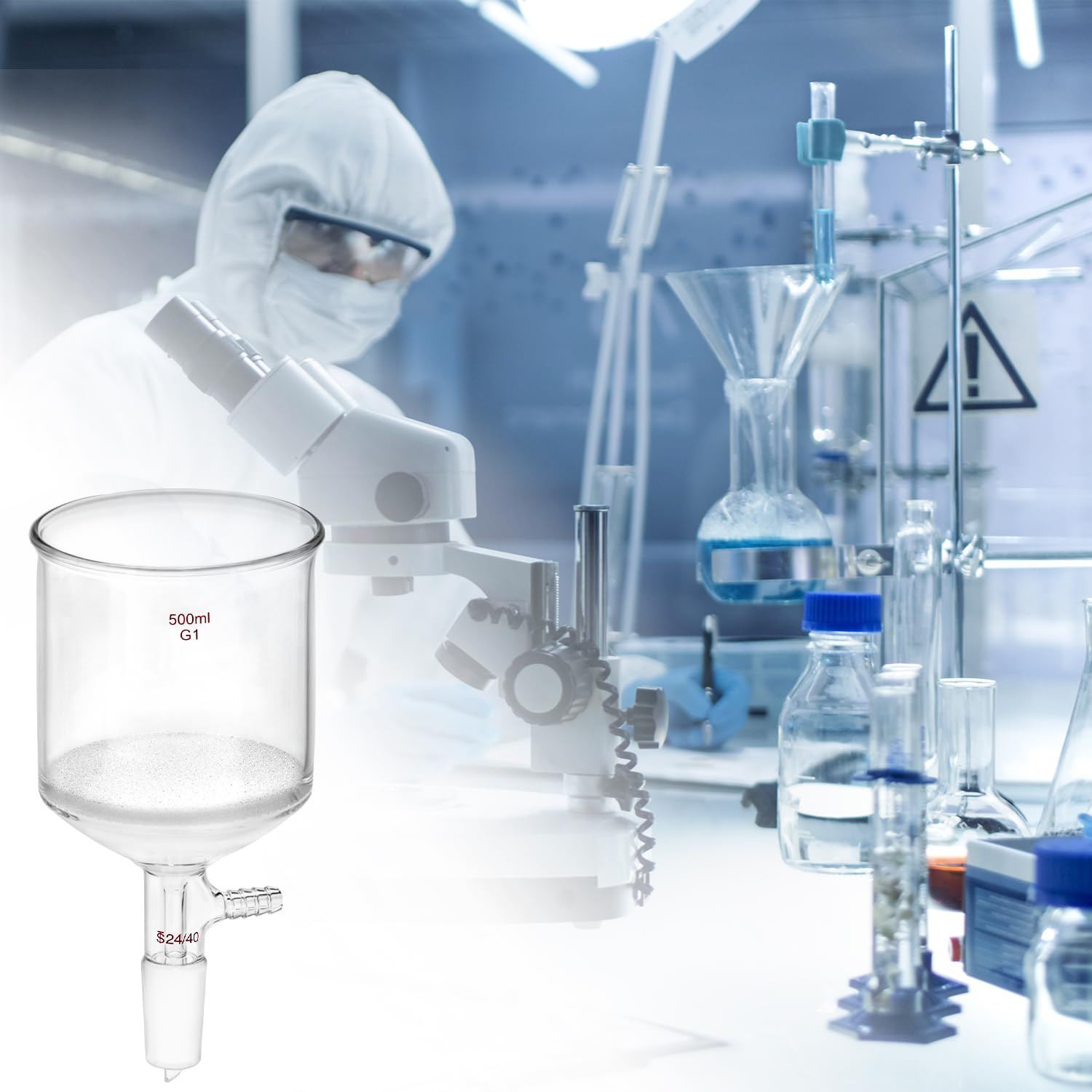 500Ml Filtering Buchner Funnel Medium Frit (G1) Lab Glassware with Standard 2…