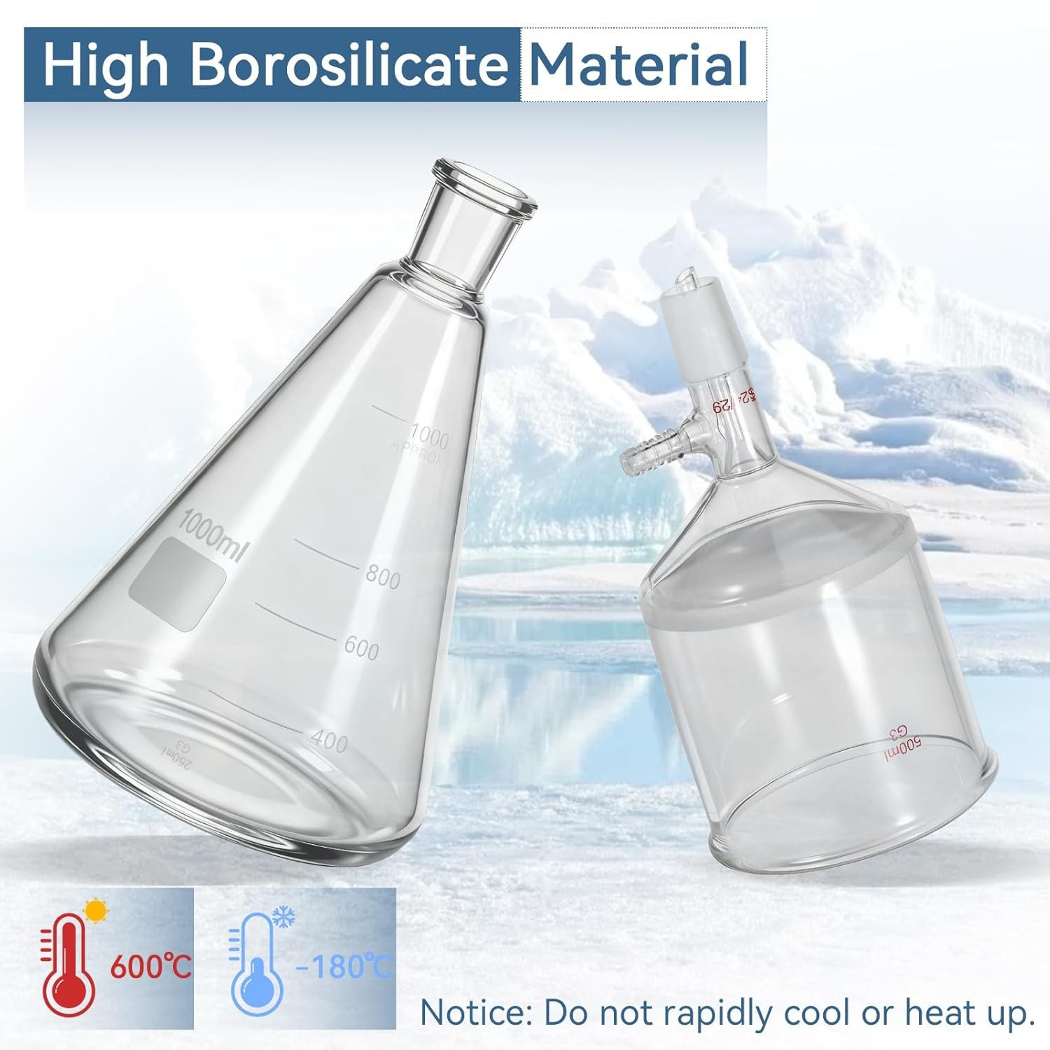 500ml Funnel Filtering Lab Vacuum Filtration Kit 1000mL Flask Lab Vacuum Pump