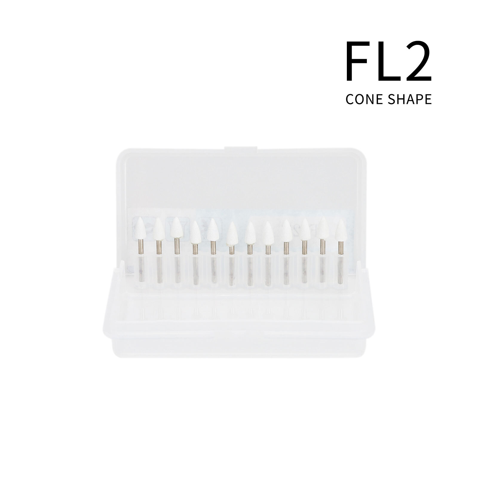 Dental Flame Mounted White Stone Polishing Burs FG Abrasion Point Burs 12pc/Pack