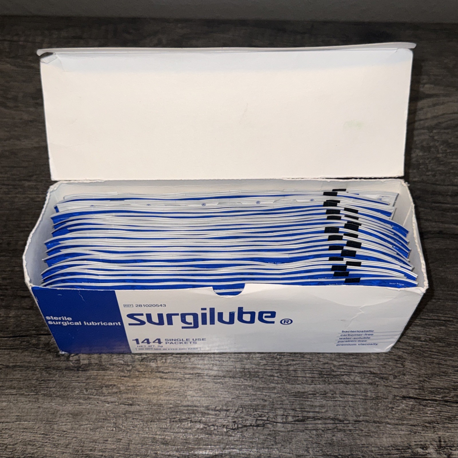 Surgilube Surgical Lubricant Sterile Bacteriostatic Jelly Foil Pac 3g 144 Count