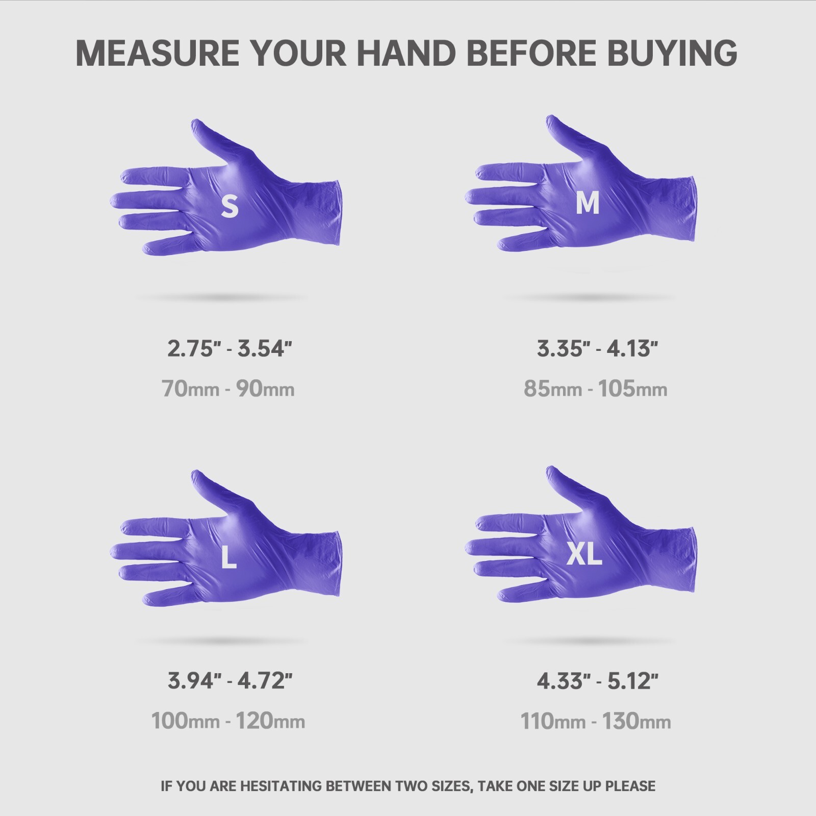 Disposable Nitrile Gloves 100 PCs 4.5mil Purple Powder-Free Food-Safe Exam Glove