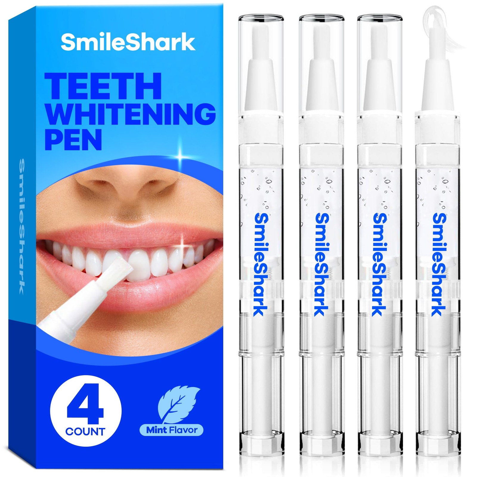 SmileShark Premium Teeth Whitening Pens 0.02 Fl Oz (Pack of 4), Transparent