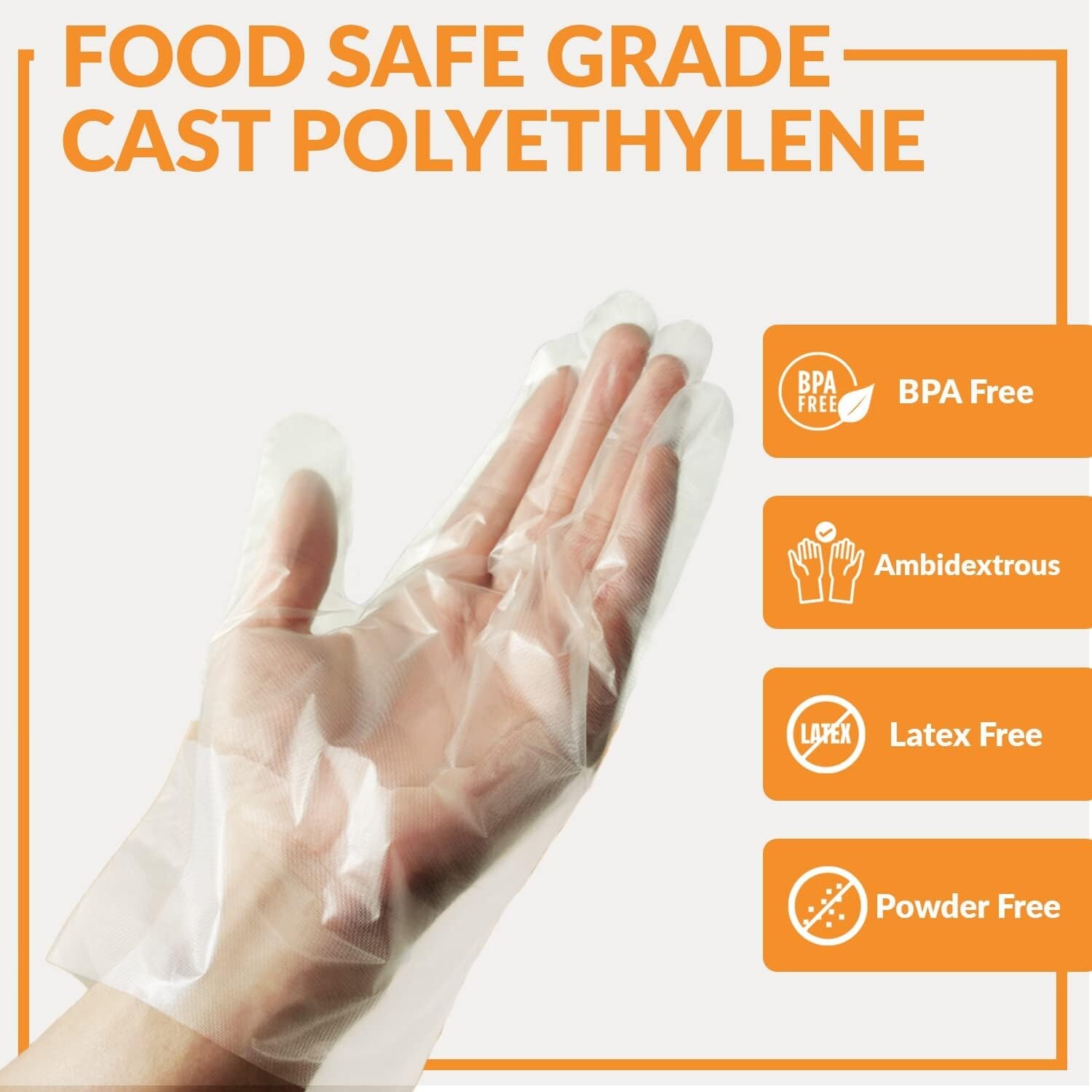 Ambidextrous Disposable Gloves – 1000 Pack, BPA Free & Durable for Food Handling
