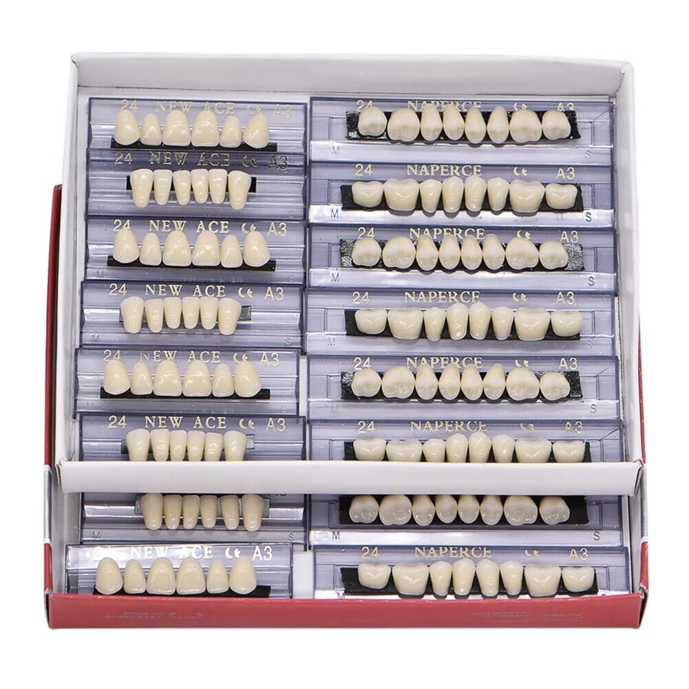 168PCS Acrylic Resin Denture Dental Upper Lower Shade A1 A2 A3 Teeth Set USA