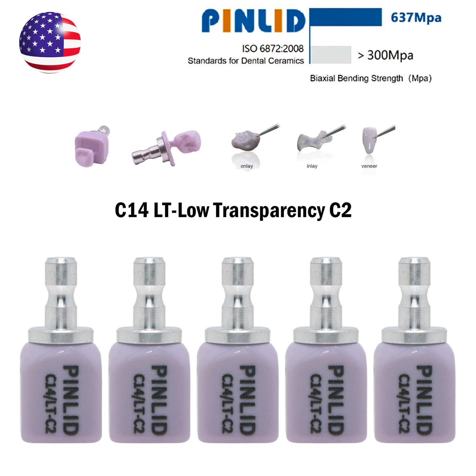C14 Dental Emax Ceramic Blocks Lithium Disilicate CAD/CAM CEREC Block 5Pcs/box
