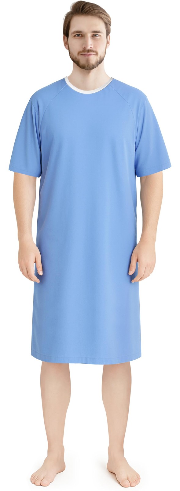 Men’s Hospital Gown Soft and Comfortable Patient Gown X-Small-Small Ciel Blue