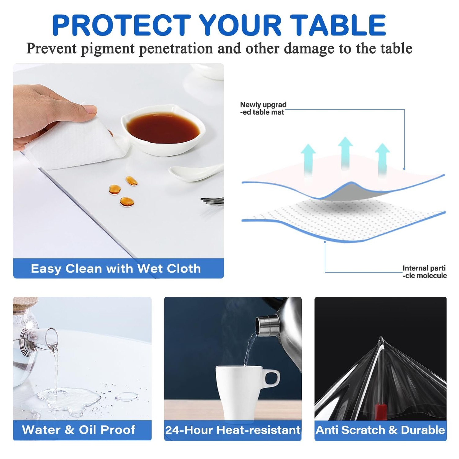 Upgraded Clear Table Protector Plastic Table Cloths Office Desk Protector Mat…