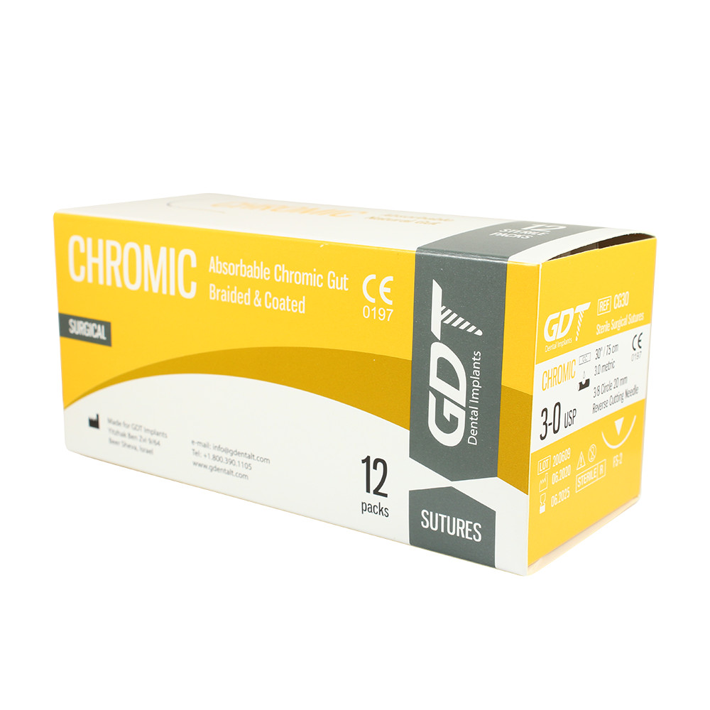 Dental Monofilament Chromic Coating Atraumatic Gut Absrbble Braided Suture 75cm