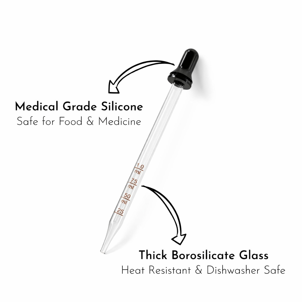 4 Pcs Glass Eye Dropper Round Tip Measured Medicine Droppers Calibrated 1 ml