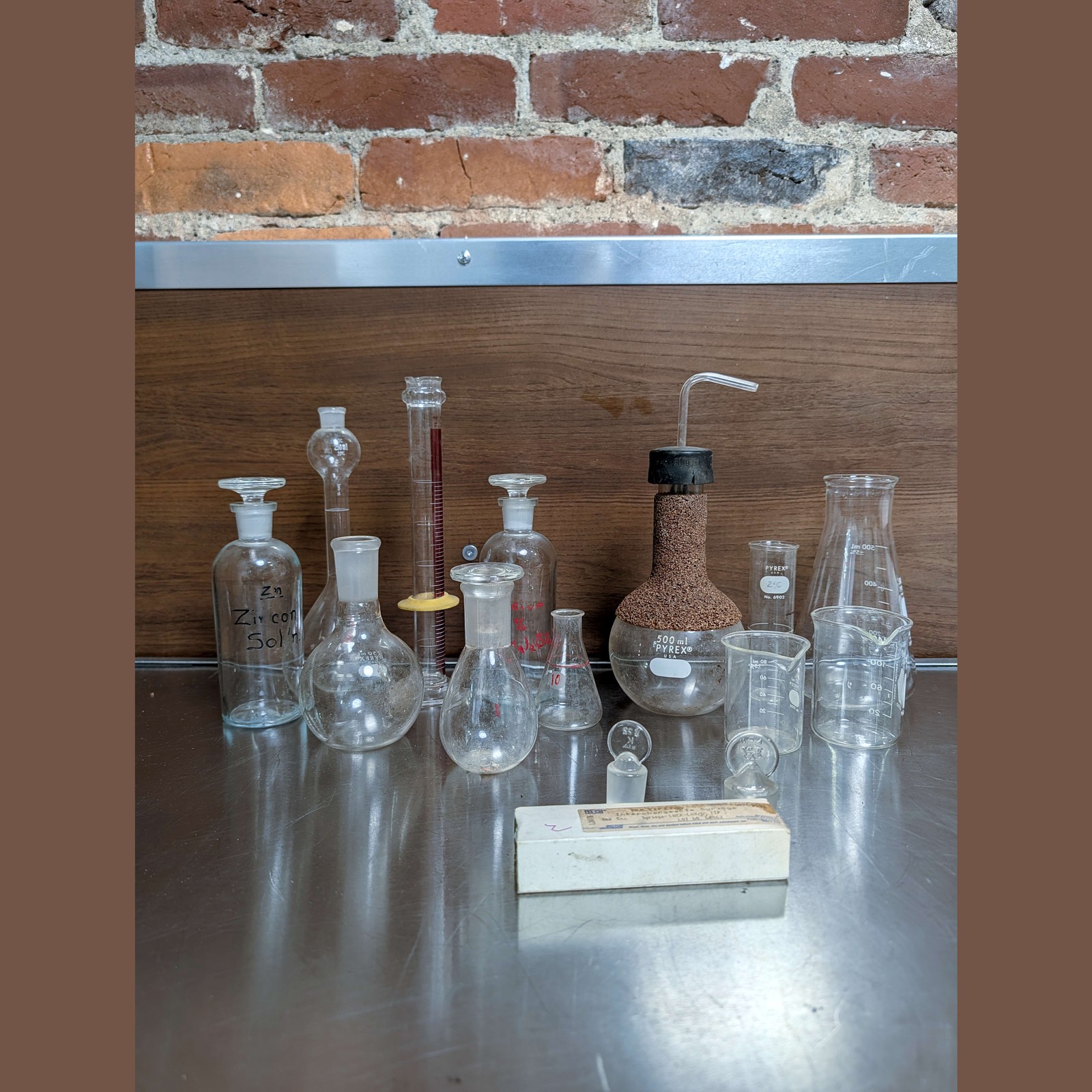 PYREX Kimax & Other Chemistry Laboratory Glass Jars Flasks Vintage Mixed Lot of