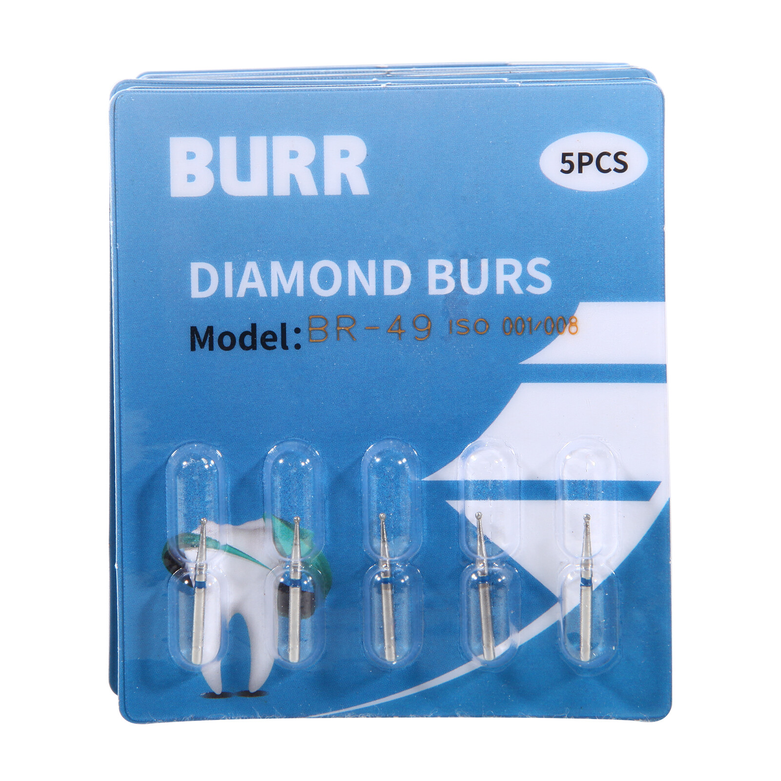 100pcs Dental Diamond Burs Ball Round BR-49 For High Speed Handpiece 5 pcs/pack
