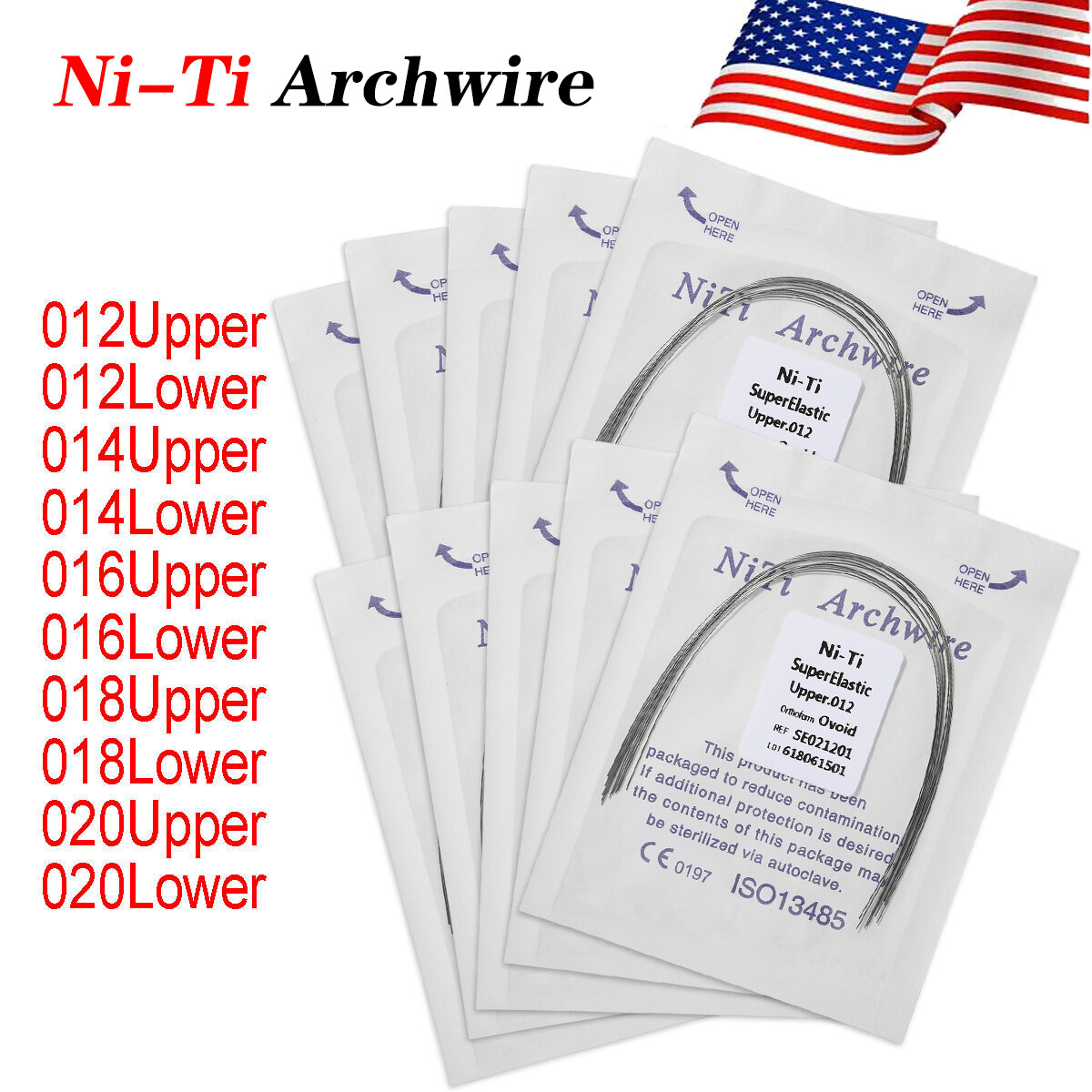100PCS Dental Orthodontic NITI Arch Wire Round Super Elastic NITI Ovoid Form USA