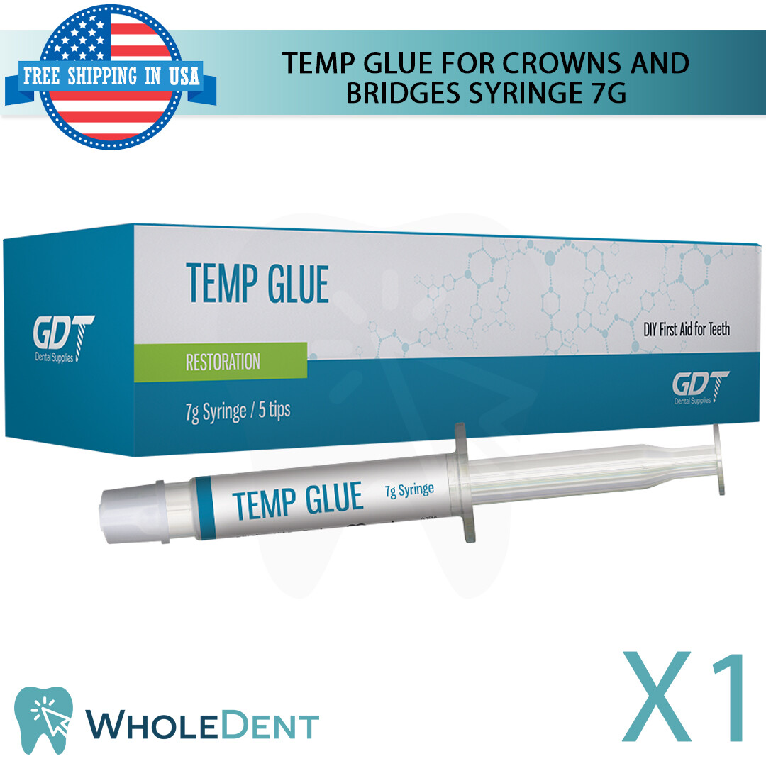 Temp Glue Temporary Cement 7g Crowns Bridges Dental Home Use Emergency First Aid