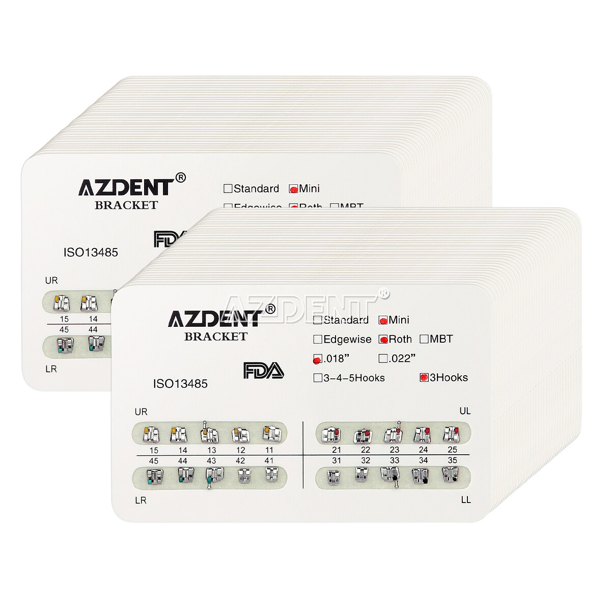 10X Soportes de Dental Ortodoncia Mini/Estándar Roth/MBT.018/022 Ganchos 3/345