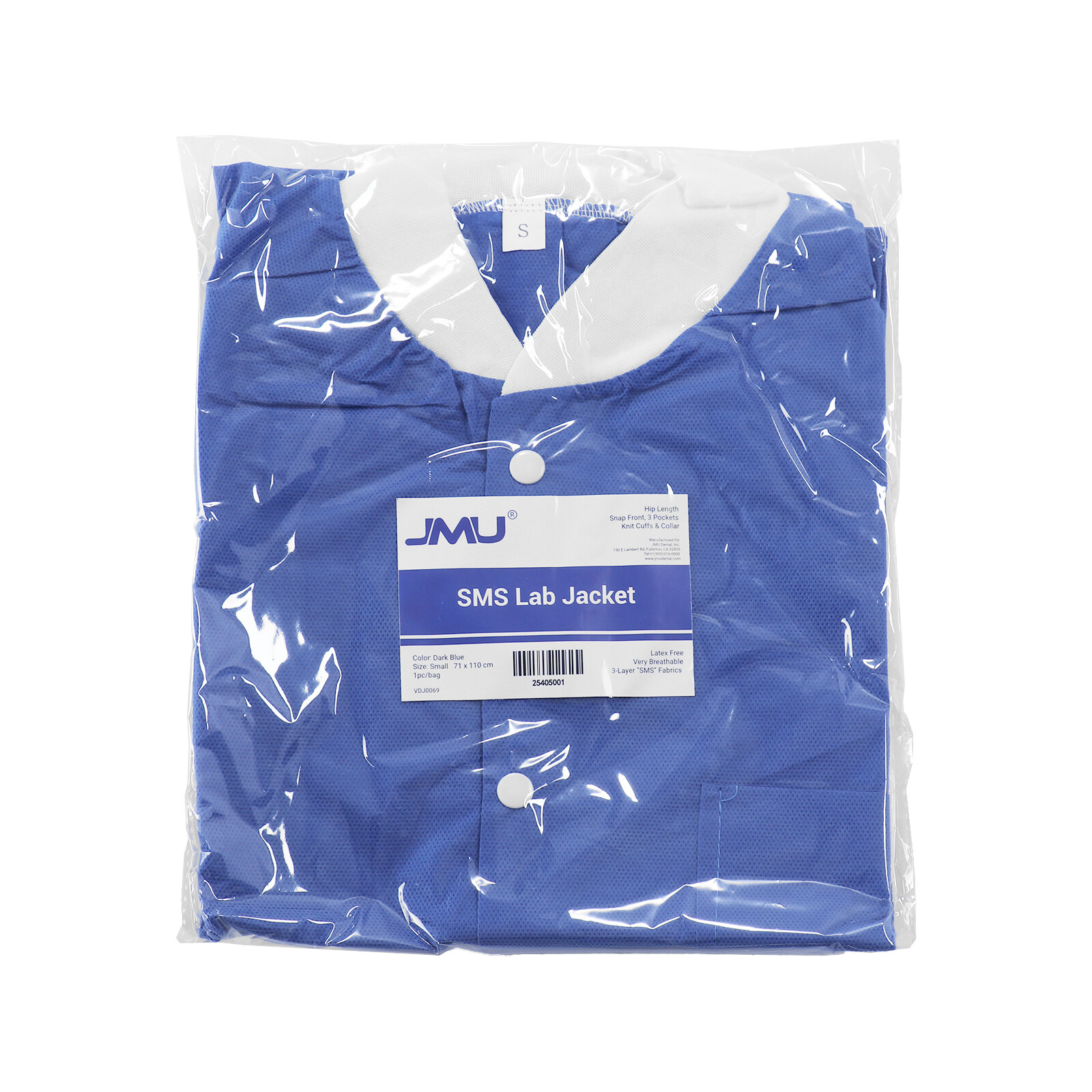 JMU Disposable SMS Lab Jackets Hip Length Medical Jacket W/3 Pockets 40g SMS