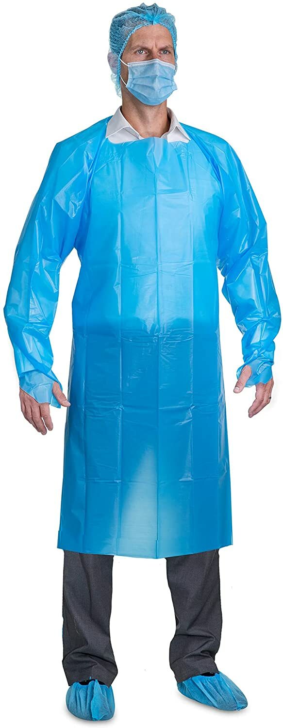 Disposable CPE Gown, Polyethylene Medical Isolation Gown 20/40/60/80/100 PCS