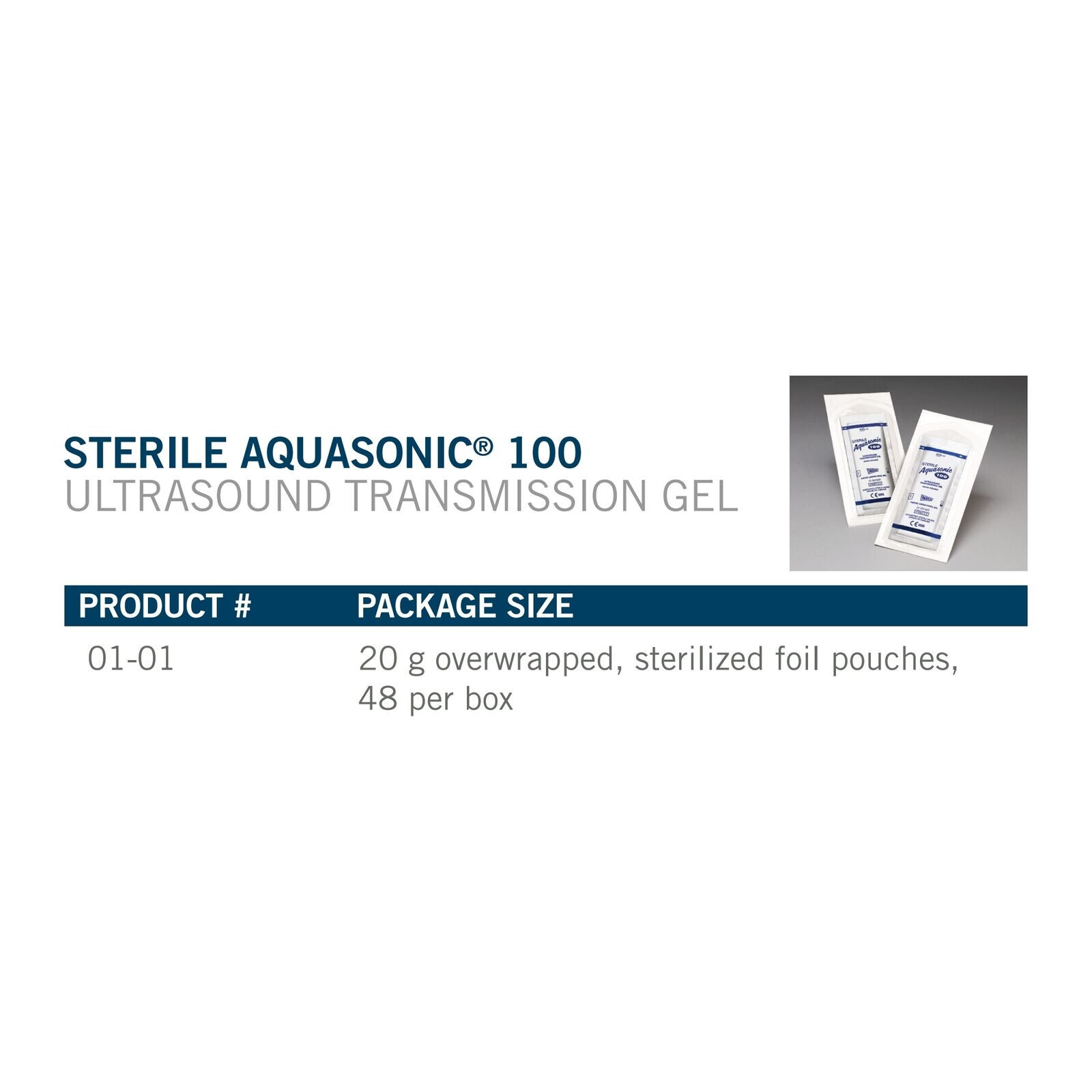 48/Box Aquasonic Parker Ultrasound Gel Yellow 20 Gram Packet Sterile REF 01-01
