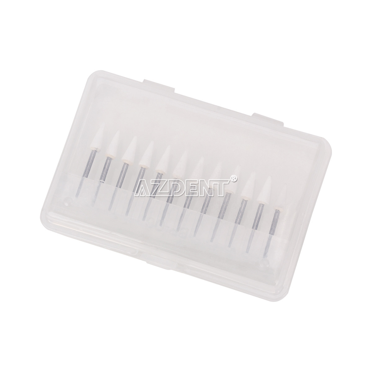 12Pcs Dental Cone Mounted White Stone Polishing Burs FG CN1 Abrasion Points Bur