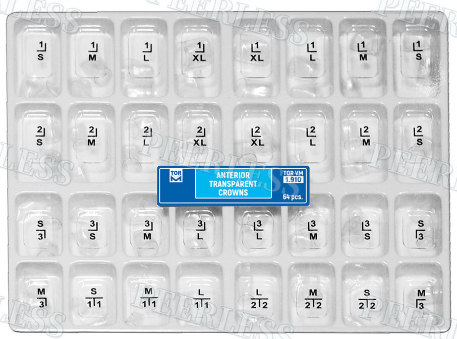 No.1.910 Dental Anterior Transparent Forms For Temporary Crowns Kit TOR VM 64Pcs