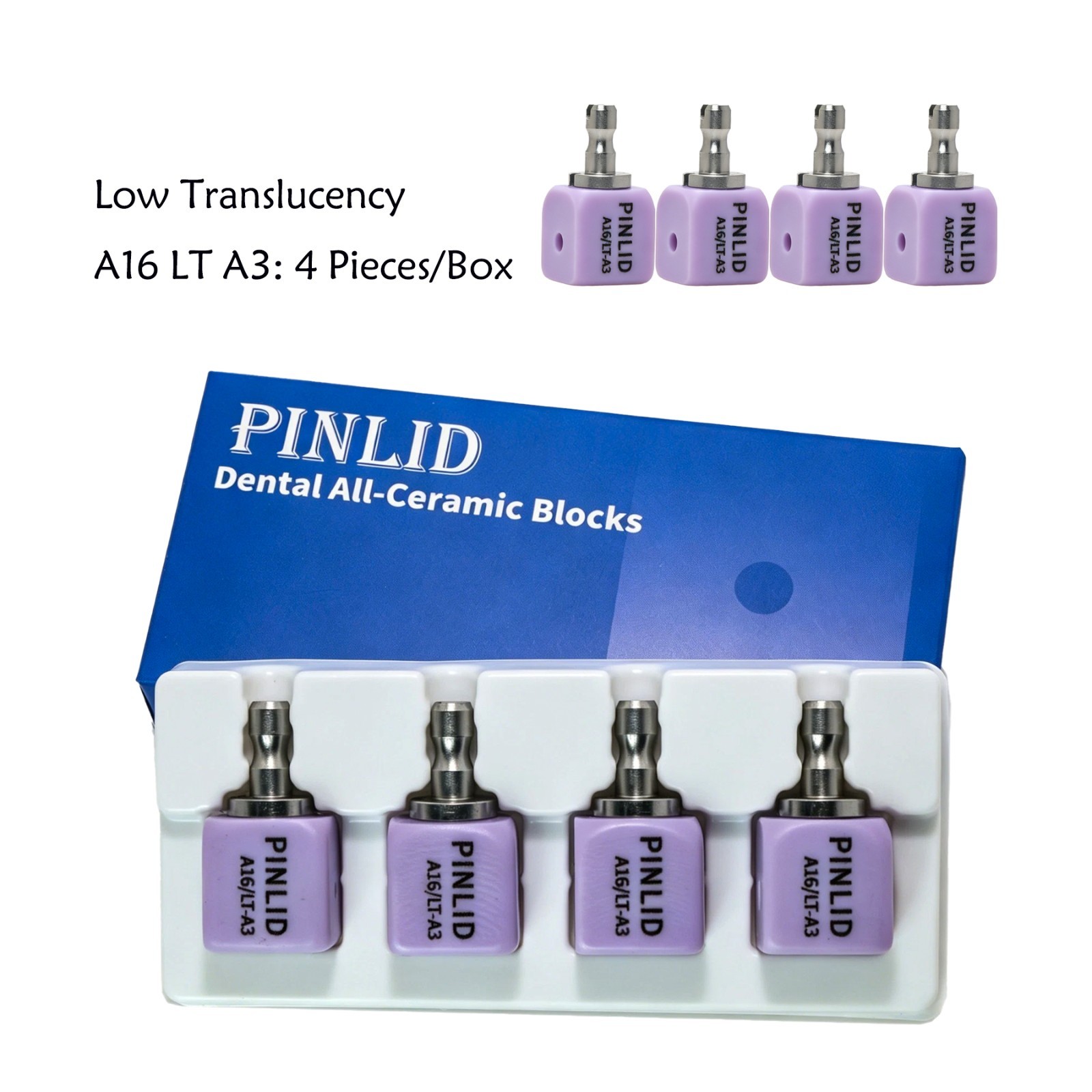 4Pcs A16 Dental Emax Lithium Disilicate Block w/Hole CEREC CAD CAM Glass Ceramic