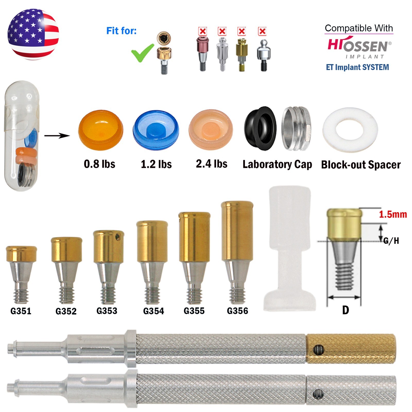 US Osstem HIOSSEN ET Mini Locator Overdenture Abutment Locator Male Caps Tool