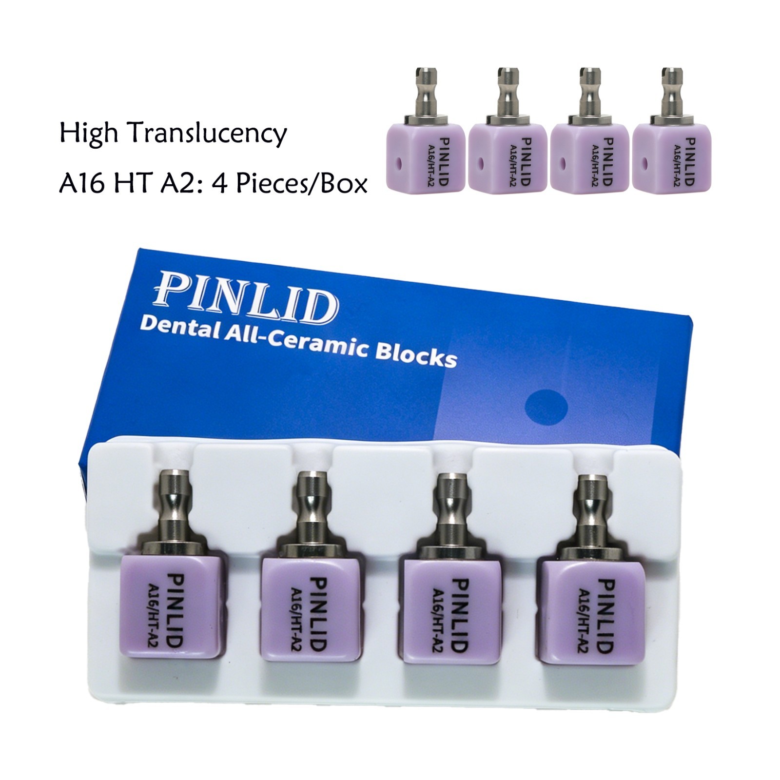4Pcs A16 Dental Emax Lithium Disilicate Block w/Hole CEREC CAD CAM Glass Ceramic