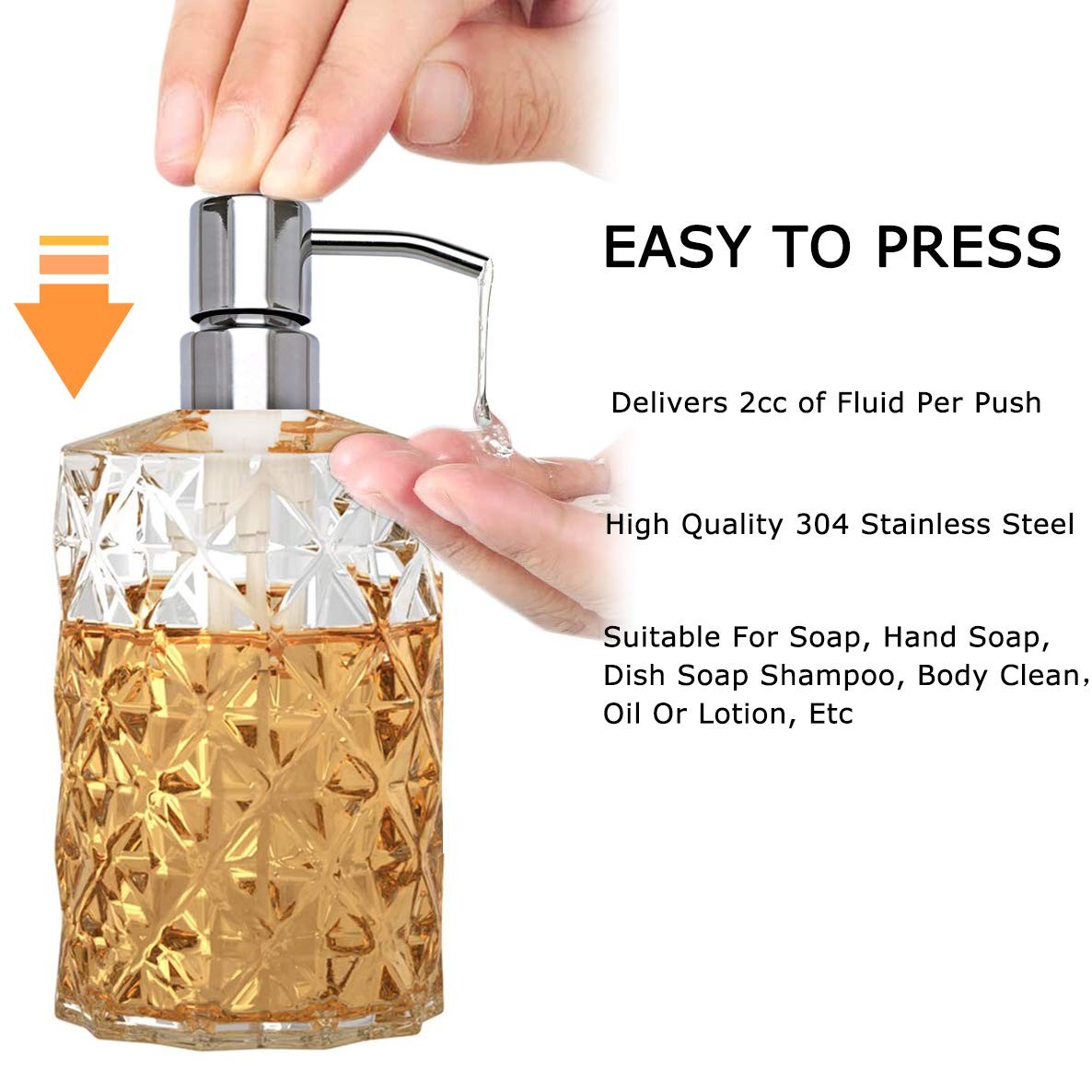 Chrome Soap Dispenser Pump Replacement – Silver 304 Rust 1pcs, Chrome-silver