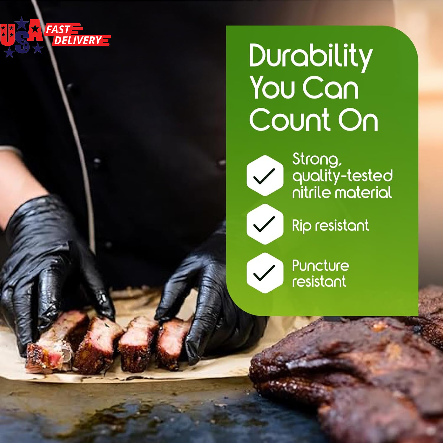 Black Nitrile Gloves HEAVY DUTY 6 Mil Nitrile Chemical Resistant Medical Cooking