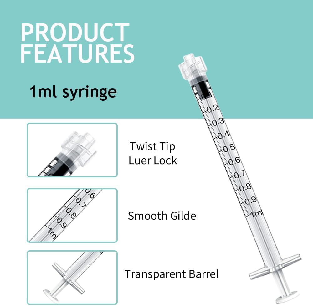 20 Pack 1Ml Luer Lock Syringes without Needle, 1 Ml Cc Disposable Syringe Indivi