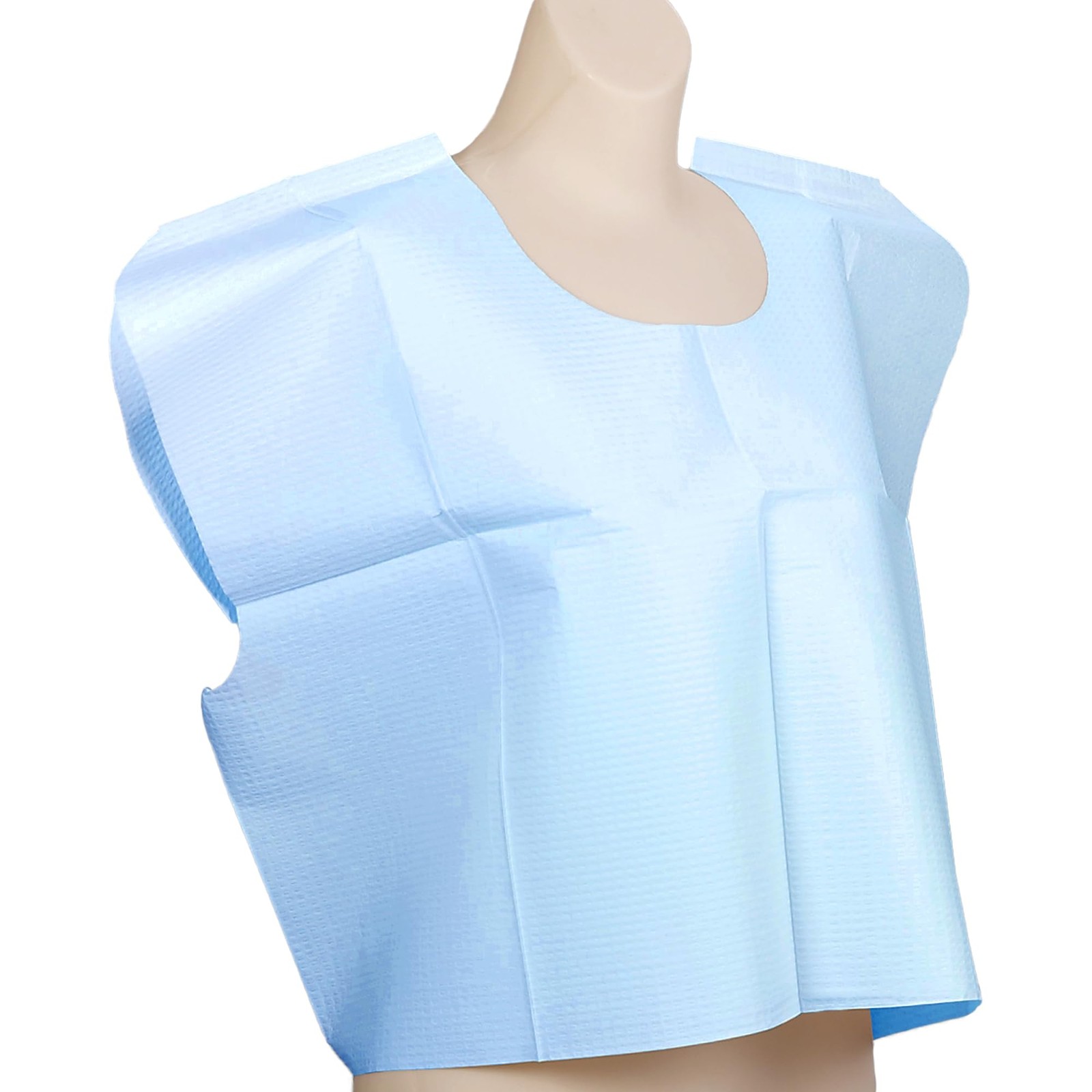 Choice Capes, Blue (Pack of 100) – Tissue/Poly/Tissue – Short-Sleeve, Open-Back