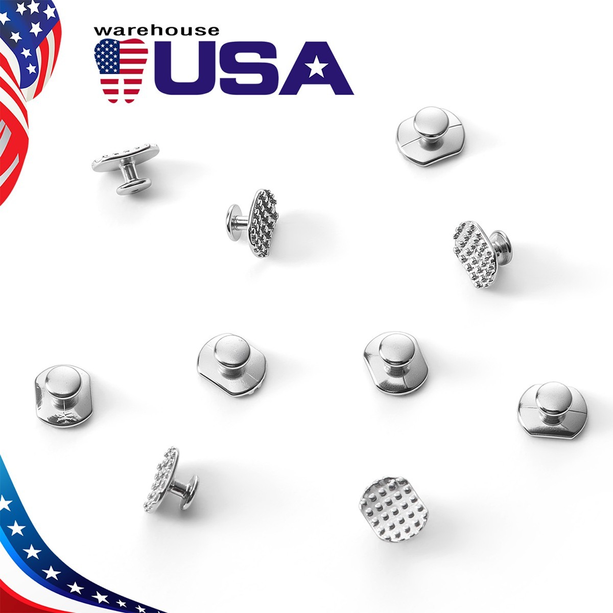 10pcs Dental Orthodontic Lingual Buttons Bondable for Bondable Rectangular Base