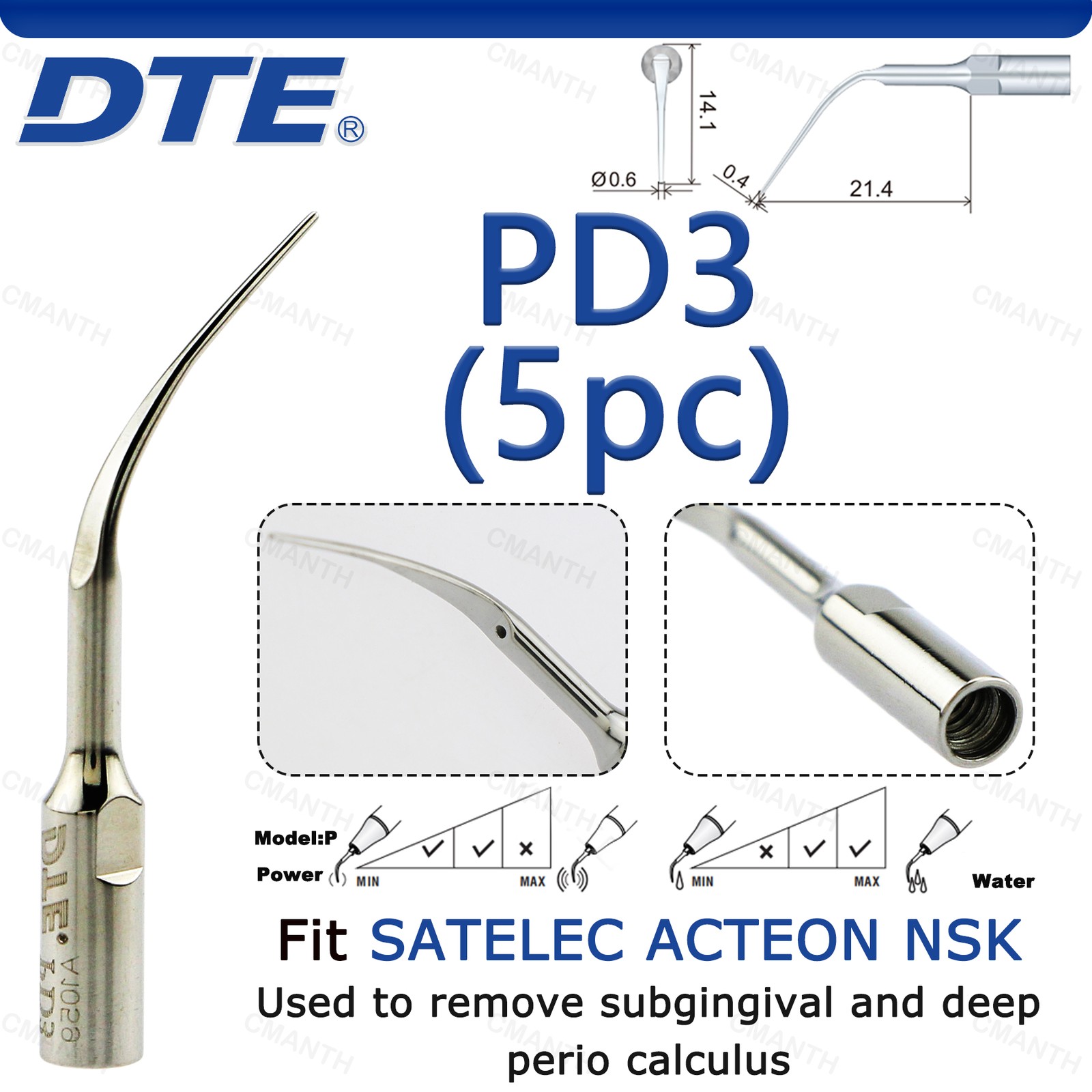 US Woodpecker DTE Dental Ultrasonic Scaling Tip Endo Tips Fit EMS SATELEC 5Pcs