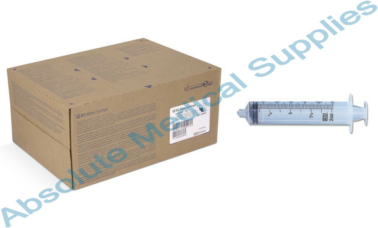 *160-Pieces* BD 60mL Sterile Disposable Syringe Luer-Lok-Tip 309653 Four Boxes