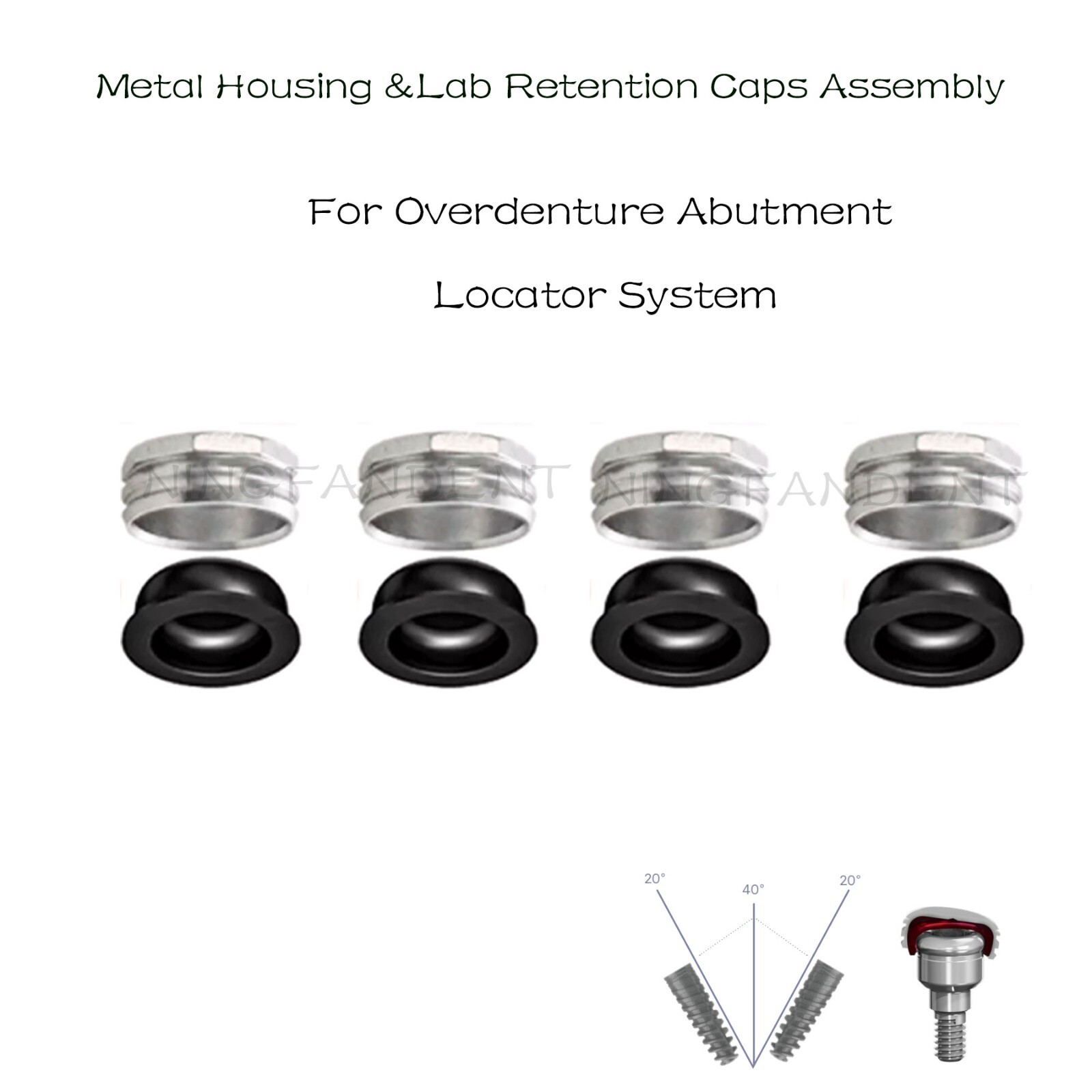US Dental Attachment System Locator Abutment Retention Caps Replace Inserts Set