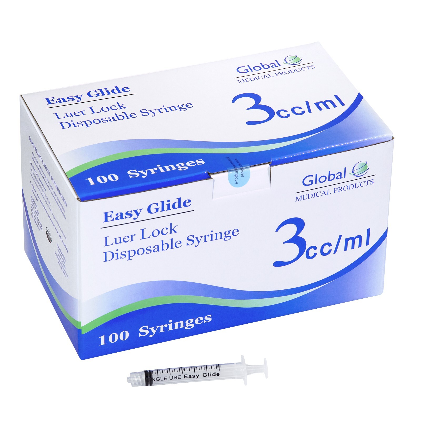 Global Medical Products – 3cc Luer Lock Syringe – QTY 100