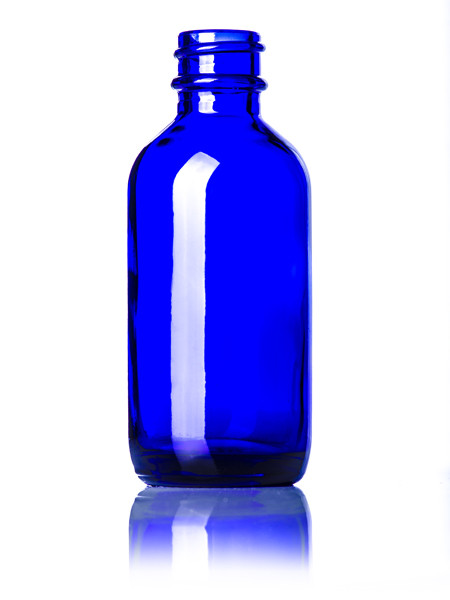 40 PCS 2 oz [60ml] COBALT BLUE Boston Round Glass Vials with Cone Caps